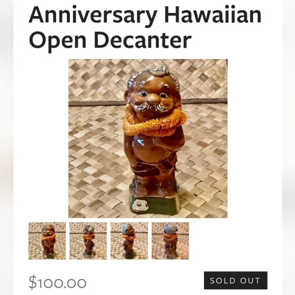 Jim Beam UNITED AIRLINES HAWAIIAN Open WHISKEY Decanter Blue Hawaii EVC LIQUOR - Picture 7 of 12